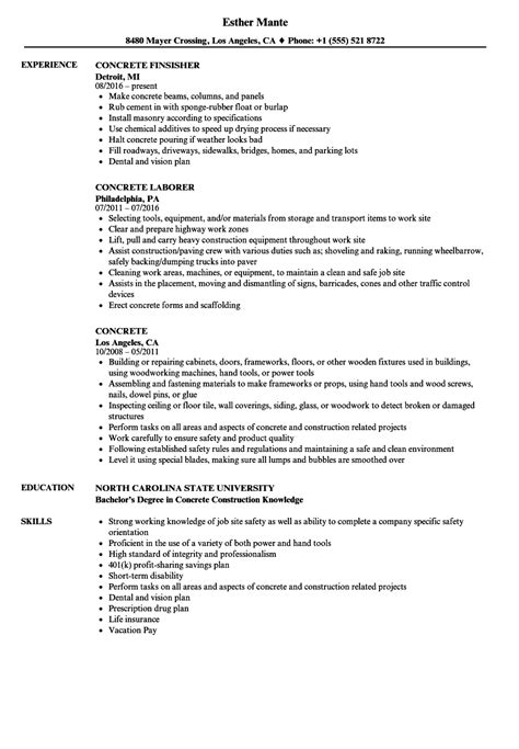 Concrete Worker Job Description For Resume | | Mt Home Arts