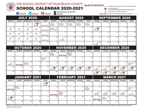 Palm Beach 2020 County Public School Calendar [PDF] | County School ...