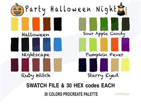 Party Halloween Night Color Palette HEX Codes Ipad - Etsy