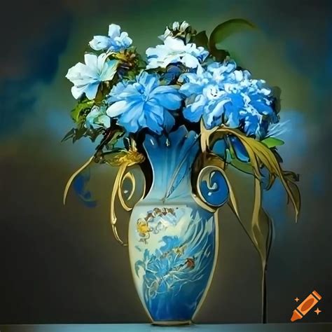 Photo-realistic art nouveau vase painting