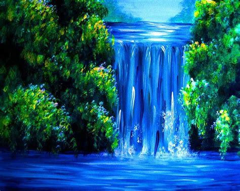 Pin by Mia Jackson on Art | Waterfall paintings, Painting, Night painting