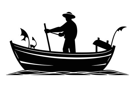 Fisherman in a Boat Silhouette Graphic by Unique Design Team · Creative ...