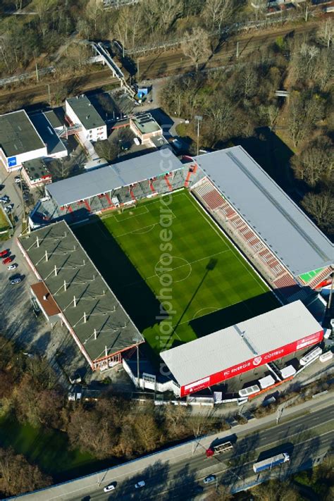 Cottbus from the bird's eye view: Sports facility grounds of the Arena stadium der Freundschaft ...