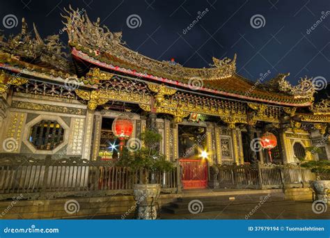 Ornate Longshan Temple at Night in Taipei Stock Photo - Image of place ...