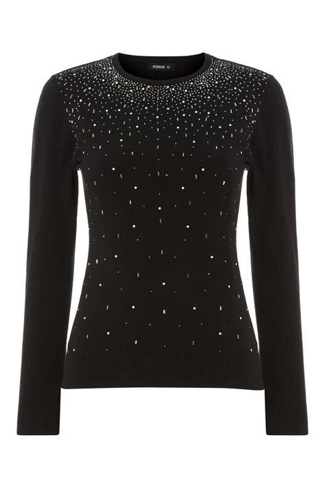 Embellished Jumper in Black - Roman Originals UK