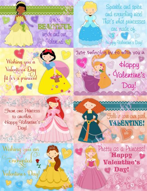 Princess Valentine Set of 8 Instant Download | Etsy