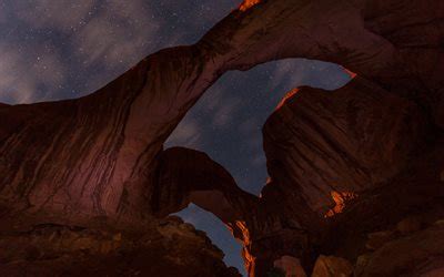 Download Arches National Park, night sky, arches, orange rocks, stone ...