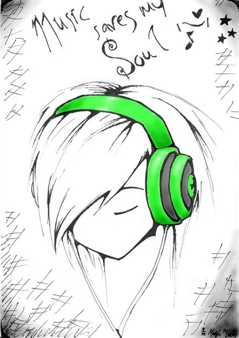 easy anime drawings | Music saves my Soul - Colour by ~Agerlin on deviantART | Crafty Ideas