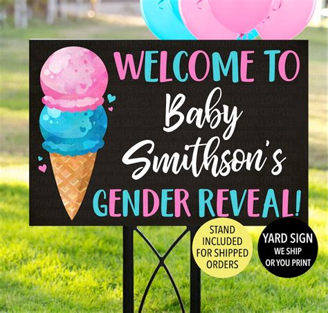 Ice Cream Gender Reveal Welcome Sign Ice Cream Reveal - Etsy