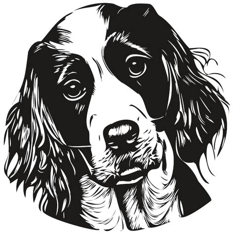 Premium Vector | Spaniel english springer dog vector illustration hand drawn line art pets logo ...