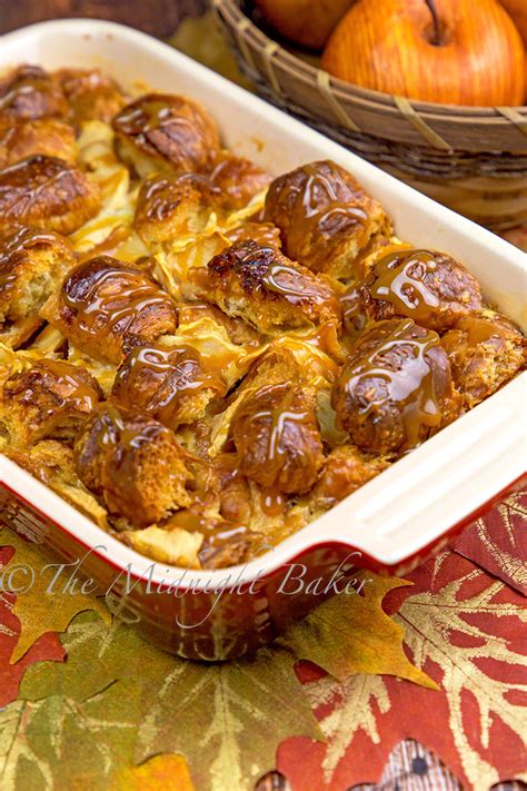 Caramel Apple Croissant Bread Pudding - The Midnight Baker