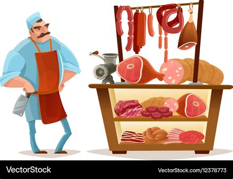 Butcher cartoon concept Royalty Free Vector Image