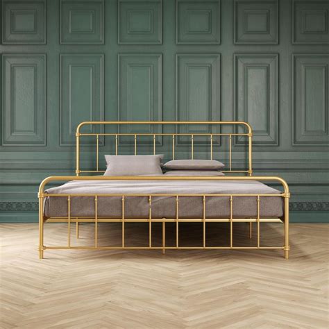 DHP Wallace Metal Bed, King Size Frame, Underbed Storage, Gold ...