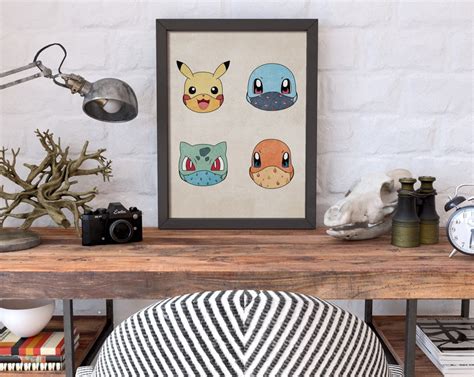 Starter Pokemon Art Print Pokemons With Masks Charmander Wall - Etsy