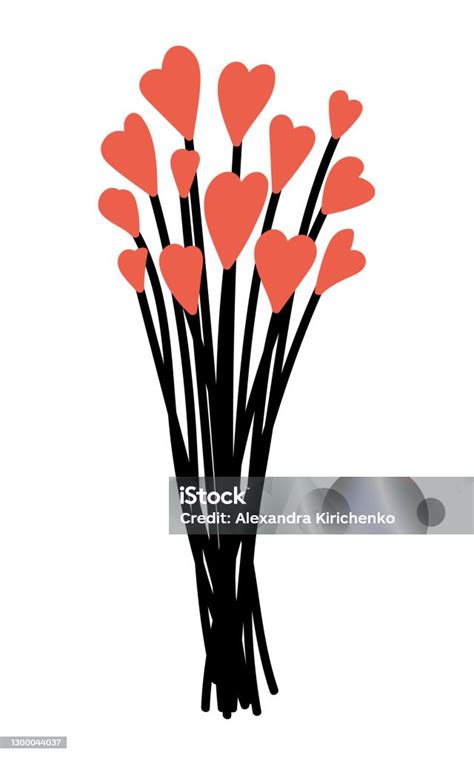 Vector Love Heart Flowers Bouquet Stock Illustration - Download Image ...