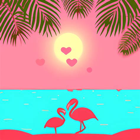 Flamingo Sunset Landscape · Creative Fabrica