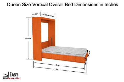 Horizontal – Queen Size Kit - Easy Murphy Bed DIY Kit | Bed hardware, Murphy bed, Murphy bed plans