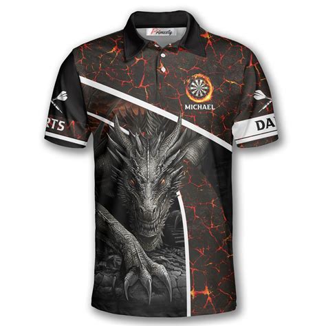 Dragon Lava Background Custom Darts Shirts for Men - Primesty