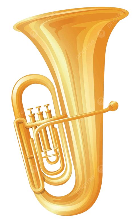 Golden Tuba On White Background Background Entertainment Clip Art ...