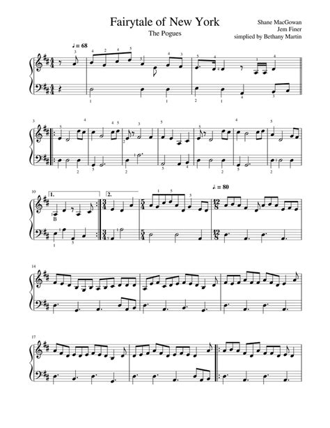 Fairytale of New York Sheet music for Piano (Solo) Easy | Musescore.com