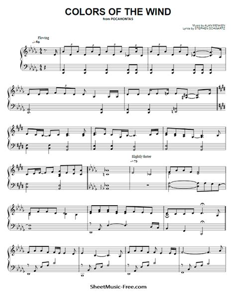 Colors Of The Wind Sheet Music Pocahontas - ♪ SHEETMUSIC-FREE.COM