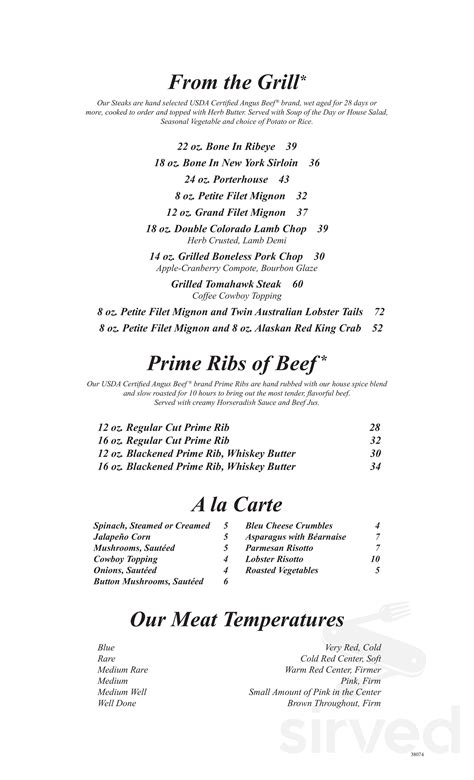 Western Village Steakhouse menus in Sparks, Nevada, United States