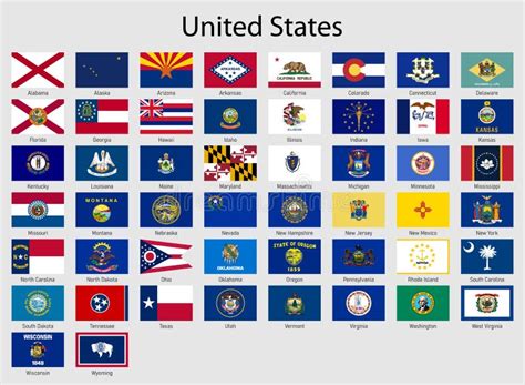 Parametrierte Flaggen Der Staaten Der USA Alle Regionsflagge Der ...