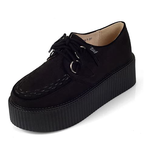 Handmade Women's Suede Creepers shoes Fashion Lace Up by bruce0201