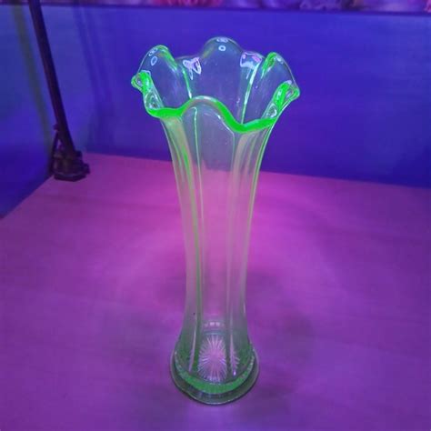 Vaseline Glass Vase - Etsy