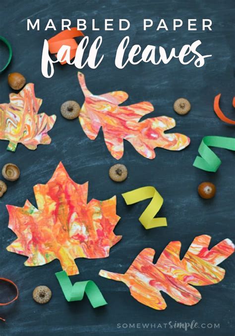 Marbled Paper Fall Leaves Craft | Somewhat Simple