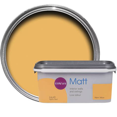 Colours Warm Yellow Matt Emulsion Paint 2.5L | Departments | DIY at B&Q