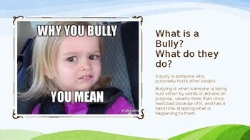 Bullying Prevention Powerpoint- Editable by Christian Verdugo-Black