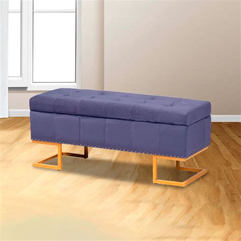 Ellry Luxe Fabric Storage Ottoman Bench - Divine Furniture