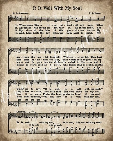 It is Well With My Soul Print, Printable Vintage Sheet Music, Instant Download, Aged Antique ...