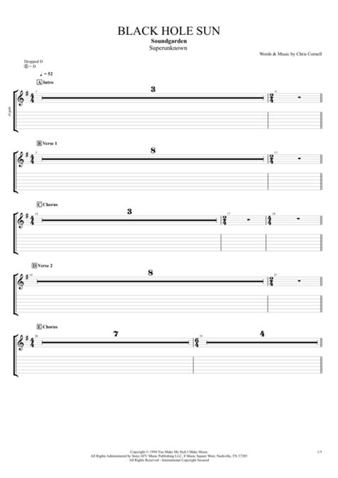 Black Hole Sun Tab by Soundgarden (Guitar Pro) - Full Score | mySongBook