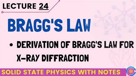 Bragg's Law | Derivation of Bragg's Law for X-Ray diffraction - YouTube