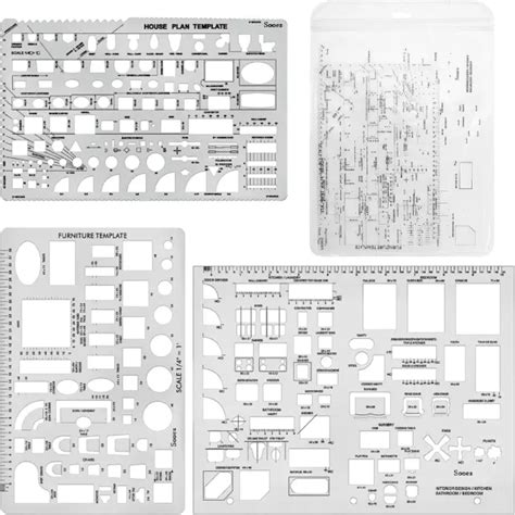 3 PACK ARCHITECTURAL Templates Drafting Tools House Interior Design ...
