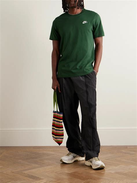 Nike - Sportswear Club Logo-Embroidered Cotton-Jersey T-Shirt - Green Nike