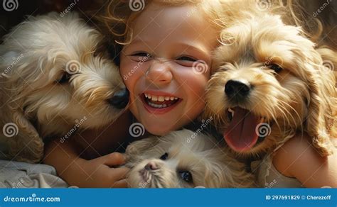 Baby playing with a puppy stock image. Image of playful - 297691829