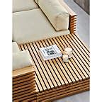 Batten 6-Piece L-Shaped Teak Outdoor Sectional Sofa with Side Coffee Table & Oat Cushions ...