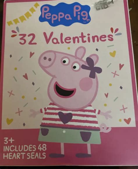 PEPPA PIG CHILDREN’S 32 Valentines w/ Stickers Valentine's Day Cards ...