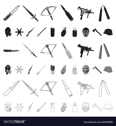 Types of weapons cartoon icons in set collection Vector Image