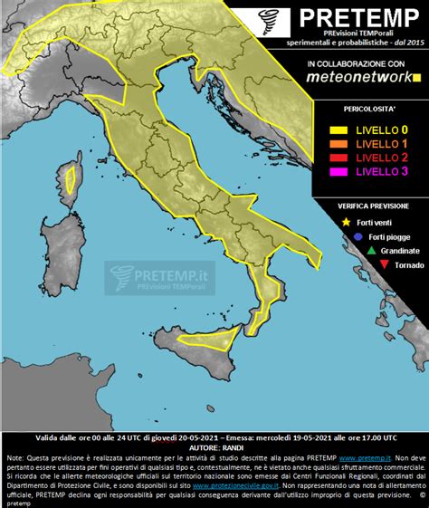 Previsione per giovedì 20 maggio 2021