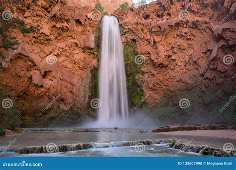 Famous Turquoise Mooney Falls Waterfall in Grand Canyon Stock Photo ...