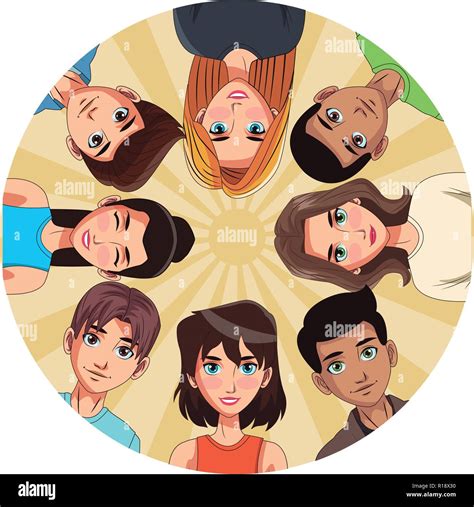 friends young people faces group cartoon vector illustration graphic ...