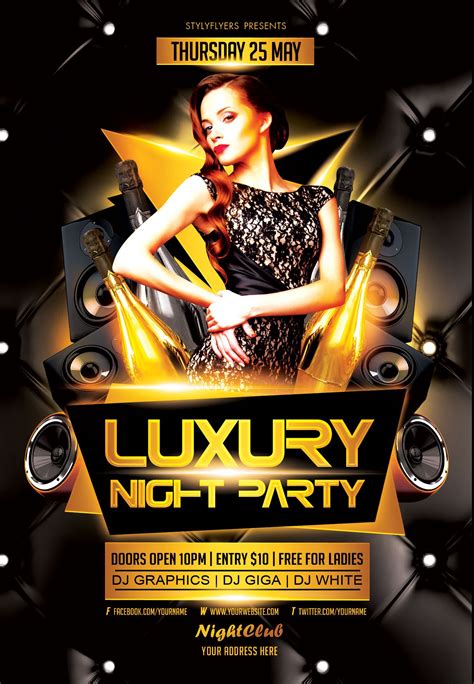 Free Luxury night Party Flyer PSD Template by styleflyer.com is the best way to… | Free psd ...