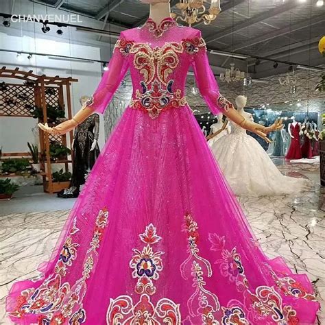 LS147890 magenta beauty girls pageant long party dresses long sleeves high neck simple a line ...