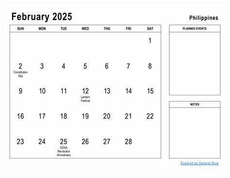 February 2025 Planner with Philippines Holidays