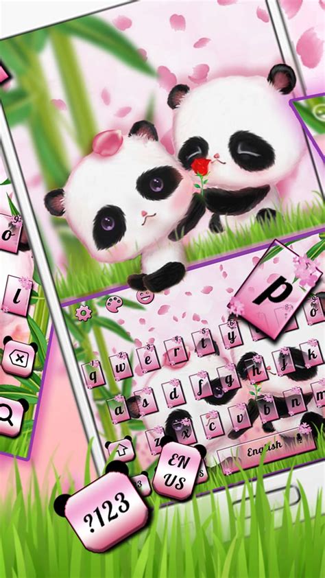 Cute Couple Panda Keyboard Theme