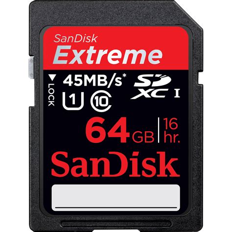 SanDisk 64GB Extreme UHS-I SDXC Memory Card SDSDRX3-064G-A21 B&H